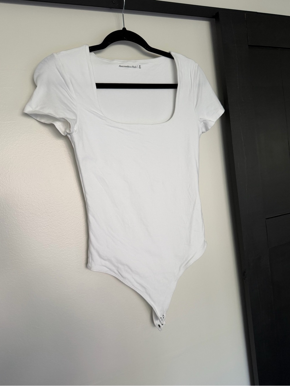 Abercrombie & Fitch White Square Neck Short Sleeve Bodysuit